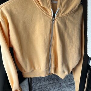Peach cropped Zip-Up Hoodie